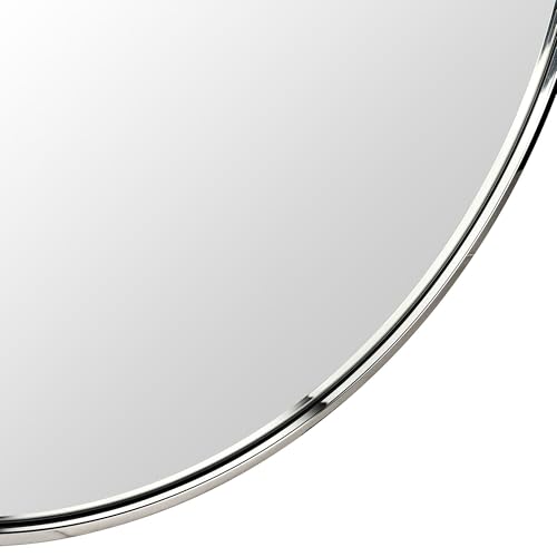 Image of TEHOME Round Polised Nickel 30 inch, Silver Circle Wall Mirror, Metal Frame Modern Round Mirror for Vanity & Entrway
