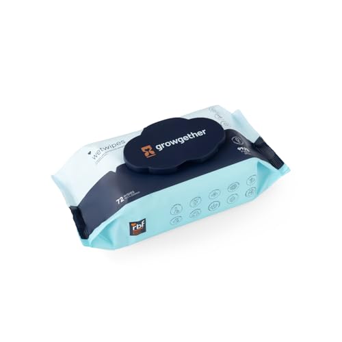 Image of Growgether 99.9% Pure RO Water Baby Wipes | Hypoallergenic, Biodegradable | With Aloe & Chamomile | Extra Thick & Embossed | Safe for Newborns & Sensitive Skin | 72 Wipes (Pack of 1)