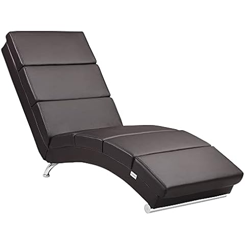 Casaria Relaxliege XXL London 186x 89x 55cm Ergonomisch Kunstleder Gepolstert 180kg Belastbarkeit Wohnzimmer Büro Innen Chaiselongue Relaxsessel Braun Cover