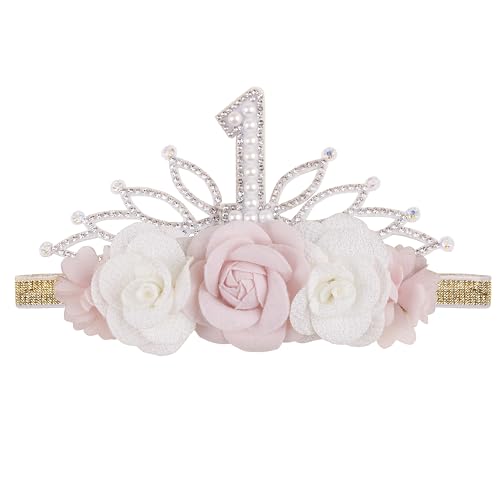 BFNAAgirl Digital Birthday Crown Model Baby Girl Nylon Headbands Nylon Flower Elastic Birthday Crown Hairbands Hair Accessories Gift for Newborn Infant Toddlers