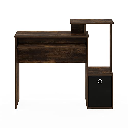 Image of Furinno ECON Desk, 40 inch Gaming Desk with Keyboard Tray, Computer Desk, Office Desk with Side Shelves and Storage Bin, 40-Inch, for Home Office, Study Room, Dorm, Amber Oak