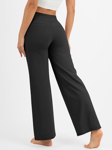 Yoga Pants Women Wide Leg Pants with Pockets High Waist Stretch Dress Casual Sweatpants Petite/Regular/Tall 20252