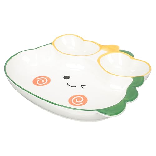 PRETYZOOM Cute Dinosaur Design Multi Function Food Plate Reusable Wear Resistant Dumpling Dish Delicate Ceramic Sushi Plate with Condiment Dish for Parties and Celebrations