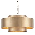 ELYCCUPA 20” Brushed Brass Modern Chandelier Classic 3 Round Metal Pendant Light Contemporary Adjustable Industrial Pendant Light for Dining Room Kitchen Island Living Room Bedroom, UL Listed