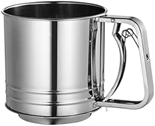 Flour Sifter Stainless Steel Flour Sieve - Sieve Tool with Handle - Flour Sifter Hand Held for Bake & Decorate Cakes, Pies, Pastries, Cupcakes. (Large)