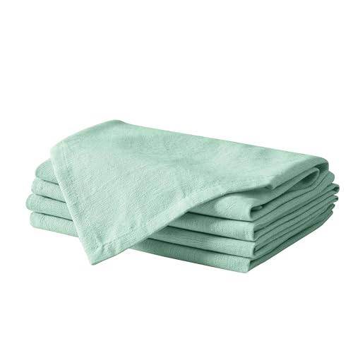 Home Bargains Plus Charleston Water Green Set of 4 Fabric Napkins, Cotton Napkin for Indoor Outdoor Dining, Machine Washable Solid Color Napkins for Everyday Use