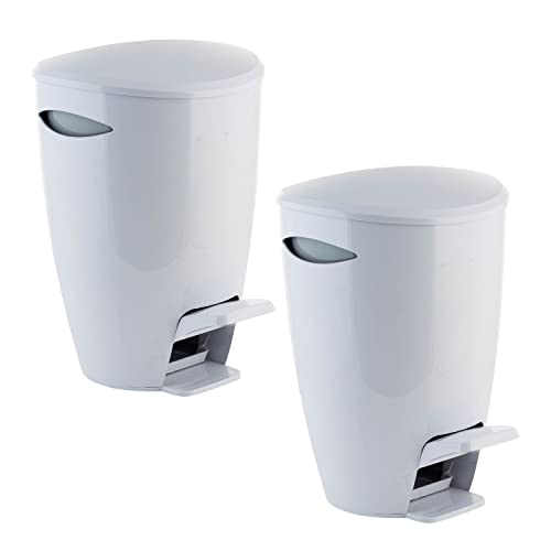 Caneca de basura blanca con pedal 5 litros Bath Bliss 2 unidades