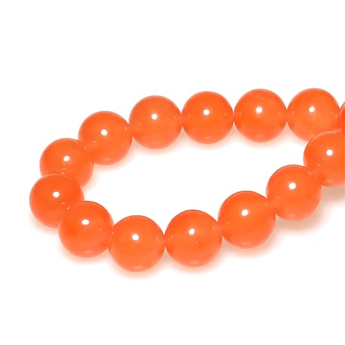 MJDCB Round Stone Beads 10mm Orange Jade Loose Gemstone Beads for Jewelry Making Bracelet Necklace 35pcs - Image 2