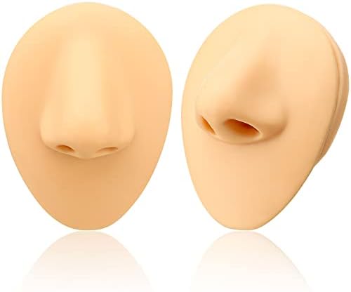 WILLBOND 2 Pcs Silicone Nose Model, Soft Flexible Body Part Displays, Realistic Fake Nose, Human Piercing Practice Body Model Parts for Jewelry Display, Practicing Suture, Mannequin Teaching Tool