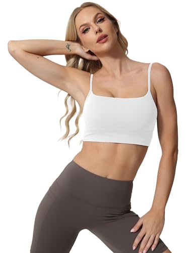 Padded Sports Bras for Women,Sleeveless Spaghetti Strap Square Neck Yoga Crop Top3