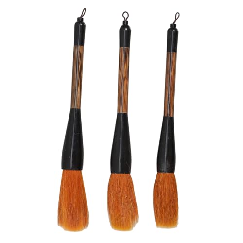 Homoyoyo Large Brush Set 3pcs Chinese Calligraphy Tool Wolf Hair Wooden Handle for Watercolor Ink Art