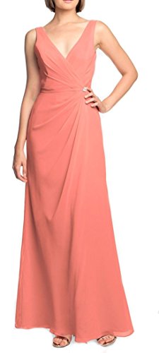 Gather & Gown David Tutera Catherine Gown Plunging Neck Chiffon Evening Gown~Tulip
