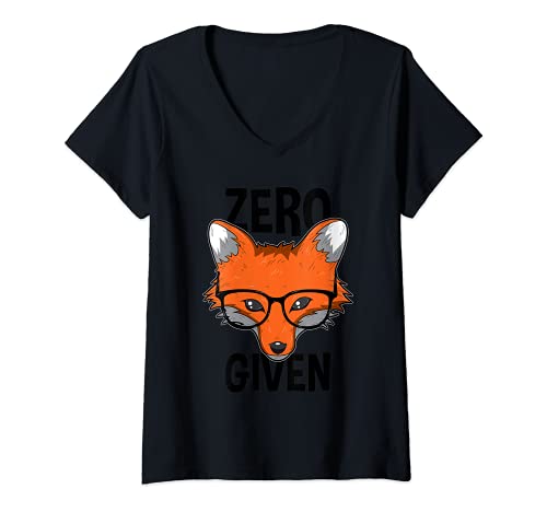 Womens Zero Fox Given Funny Idgaf Foxes Pun Gift Mens Women V-Neck T-Shirt