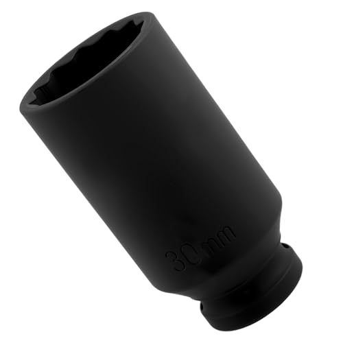 30mm Socket 1/2 Drive 30mm 12 Point Axle Nut Socket for Quick Dismantling Axle Shaft Nuts Professional 30 mm Sockets Deep Impact Sockets Set 1/2 Drive Automotive Tools