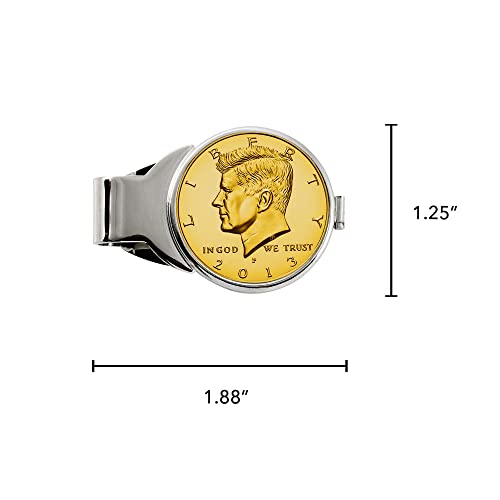 Coin Money Clip - JFK Half Dollar Layered in Pure 24k Gold | Brass Moneyclip | Certificate of Authenticity3