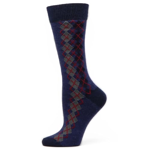 Image of Nootkas Alpaca Wool Crew Dress Sock (Argyle Navy, L /XL)