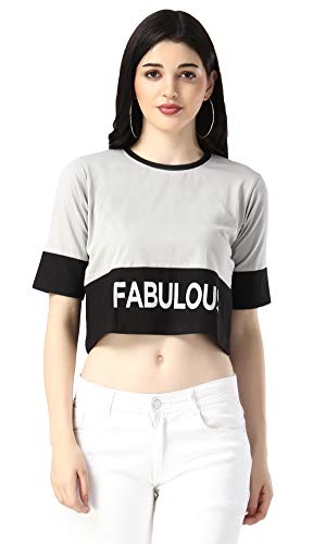 Image of DHRUVI TRENDZ Women's Regular Fit T-Shirt (2021 Grey & Pink & Black Medium)