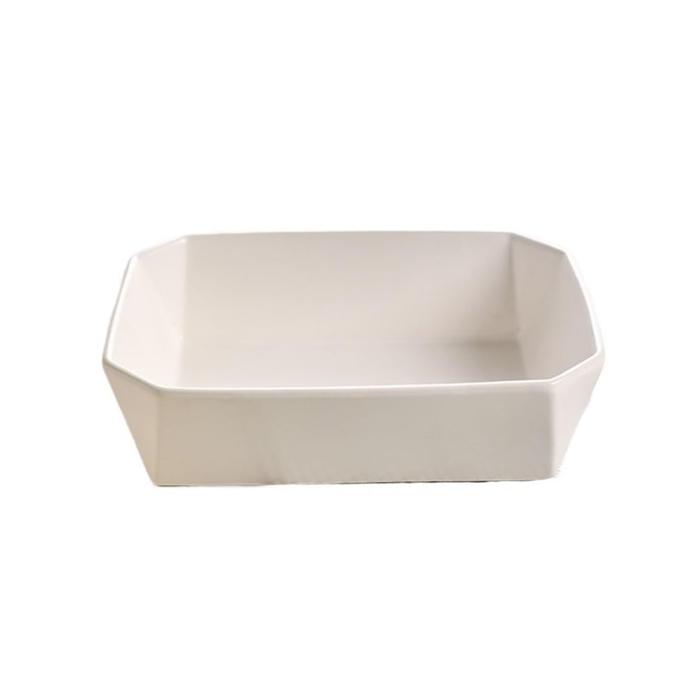 Platos de Hornear Fuente de cerámica for Hornear, Cacerola y lasaña, 20 x 15 x 5,7 cm, Rectangular, Profunda, Apta for Horno, for Hornear, Asar y Servir. Platos de Horno Lasaña(Blanco)