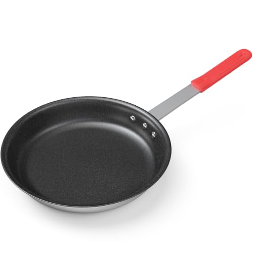 NEWBULIG Nonstick Frying Pan, 12 Inch Heavy-Gauge Aluminum Skillet with Ceramic Nonstick Coating & Stainless Steel Base for Induction, Electric, Gas, Oven Safe, Red Hanging Handle by NEWBULIG - Used condition - US$22.78