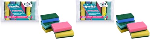 ARIX | 6 Spugne Abrasive Colorate SpugnaForte della Linea Splendelli, Spugne Multiuso per Lo Sporco Ostinato, 6 Pezzi - Made In Italy (Confezione da 2)