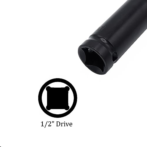 Image of 1 /2 inch Drive by 24mm Deep Impact Socket, Heat-Treated CR-V Steel 6 inch Length, 6-Point Metric Size (24mm)
