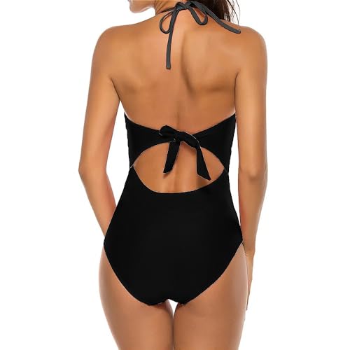 Women One Piece Swimsuits Tummy Control Sexy Hollow Out Bathing Suit V Neck Swimwear3