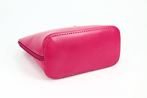 Belli italienische Ledertasche Damen Umhängetasche klein Handtasche Schultertasche Abendtasche in pink - 17x16,5x8,5 cm (B x H x T)