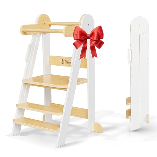 Image of Toddler Tower - CPSC Certified Toddler Chair Tower with 3 Height Adjustable Step Stool, Safety Bar, Screw Covers - Montessori Stool for Sink, Kids Standing
