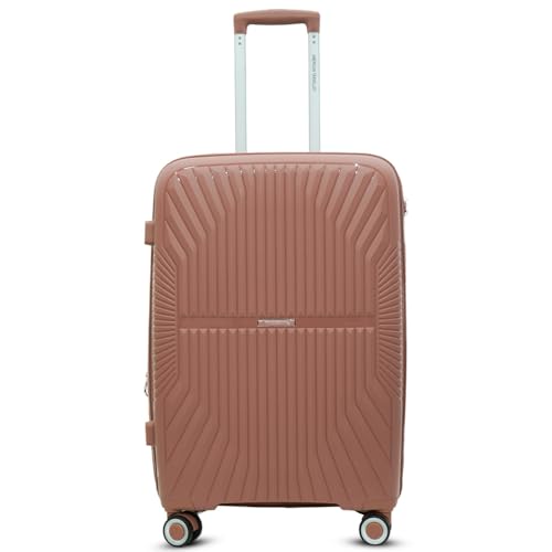 Image of AMERICAN TRAVELLER Tourispro Trolley Bag for Travel Single Medium |Suitcase for Travel |Leightweight Large Luggage Traveling Bag| Polypropylene(Pp) Bags with Expandable 8 Wheels (24, Rose Pink)