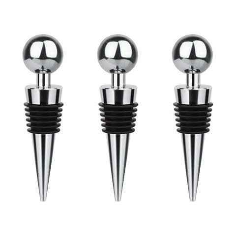 3 Pcs Wine Stopper Bottle Stopper Wine Saver, Yimerlen Silicone Vacuum Wine Bottle Corks, Reusable Wine Stopper Used for Bar, Holiday Party Keep Wine Fresh Suitable for Standard Bottle (Silver) Cover