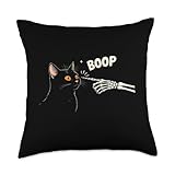Skeleton Hand Boop Cat Halloween Pet Lovers Throw Pillow
