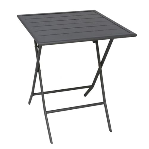 Acomoda Textil – Mesa Plegable de Acero para Interior y Exterior Antracita. Mesa Estable y Resistente para Jardín, Balcón, Terraza y Patio 60x71 cm.
