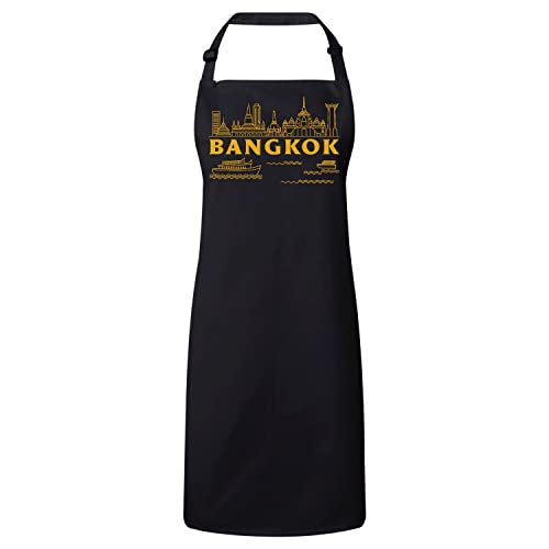 Tablier cuisine noir Bangkok minimalist idéal pour tourisme et cours de cuisine