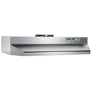Broan-NuTone 423004 30-inch Under-Cabinet Range Hood with 2-Speed Exhaust Fan and Light, 30 Inch, Stainless Steel