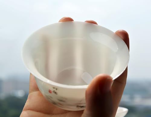 Image of Liang baobao Ice Jade White Porcelain Gaiwan,5oz Teacup Suet-fat Jade Porcelain Chinese Tea Cup Set for Gongfu Tea (shrimp)