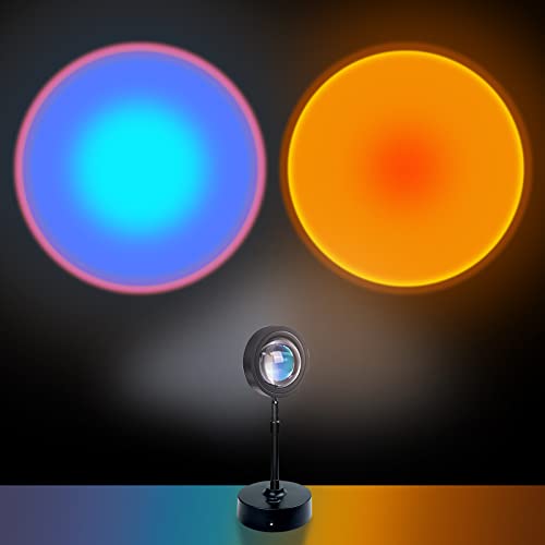 Sunset Projection Lamp Lights - Rainbow Light and Sunset Light 2 in 1 Romantic Atmosphere Light,180 Degree Rotation USB Charging Night Light Visual Ambient Light for Valentines Day Decor