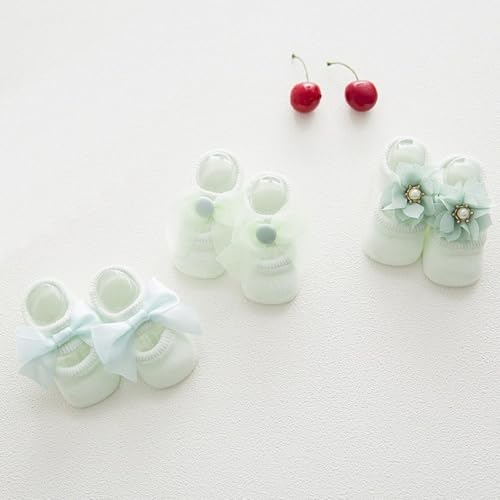 BILIKEYU Newborn Baby Kids Knit Shoes 3 Pairs Flower Closed Toe Cutouts Slip on Infant Boys (Mint Green, 6-12 Months)4