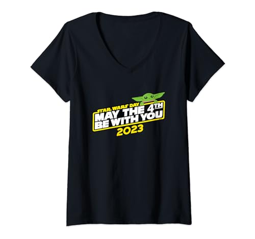T-shirt Grogu Star Wars May the 4th Be With You 2023 col V pour geek