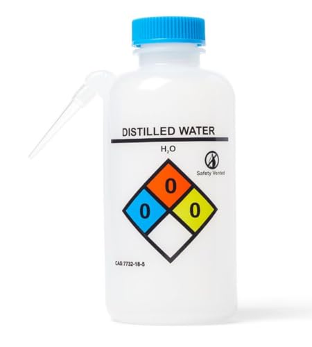 United Scientific™ UniSafe™ Leakproof Printed Distilled Water Wash Bottles, Unitary, LDPE, 500 mL | Pack of 6