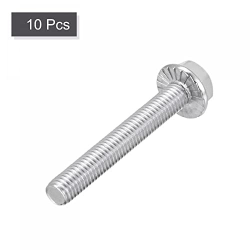 Image of uxcell M8x55mm Hex Serrated Flange Bolts Screws Metric Thread 304 Stainless Steel 10pcs