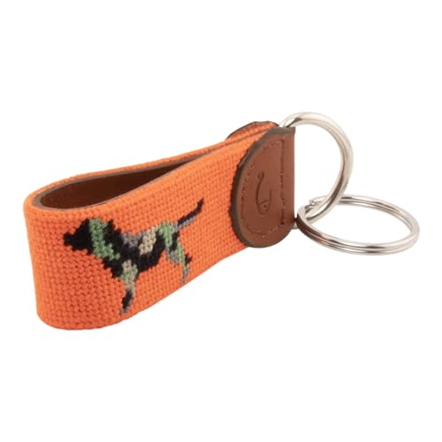 Image of Leather Hand-Stitched Needlepoint Key Fob or Key Chain