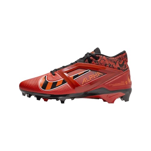 Nike Alpha Menace 4 Pro NRG Football Cleats (FQ3984-600, Picante Red/Bright Mandarin/Dragon Red/Black) Size 10.5