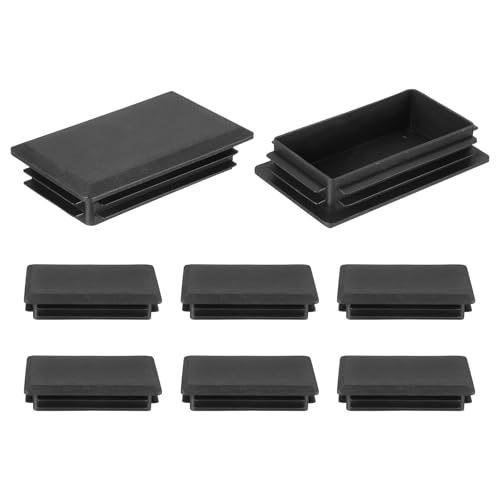 Image of uxcell 8 Pcs Rectangle Tubing End Caps 4 x 2 3 /8 Inch Plastic Hole Plugs Insert End Cap for Metal Tubing Post Chair Leg Table Bookshelves Furniture, Black