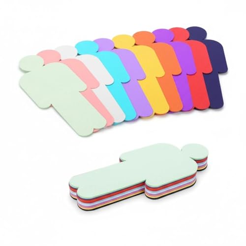 Kievano 250 tarjetas de presentación coloridas – 10 colores brillantes (No Black), papel grueso de 200 g/m², forma humana 20 x 8 cm en blanco Flashcards for Office, School, Teaching, Brainstorming