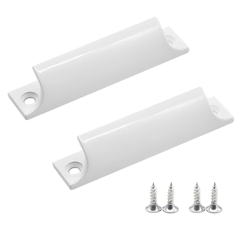 QACUU 2pcs Aluminum Alloy Door Handles for Balcony, White Metal Modern Interior Door Handle, Simple and Stylish Pull Handle for Windows and Doors, Suitable for Home and Office Easy Installation