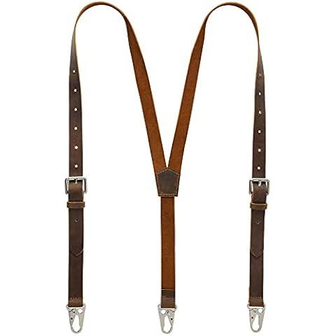 Ringsun Genuine [Leather] [Suspender]s for Men, Y Design, Adjustable, Wedding & Party Essentials, Dark Brown Cover
