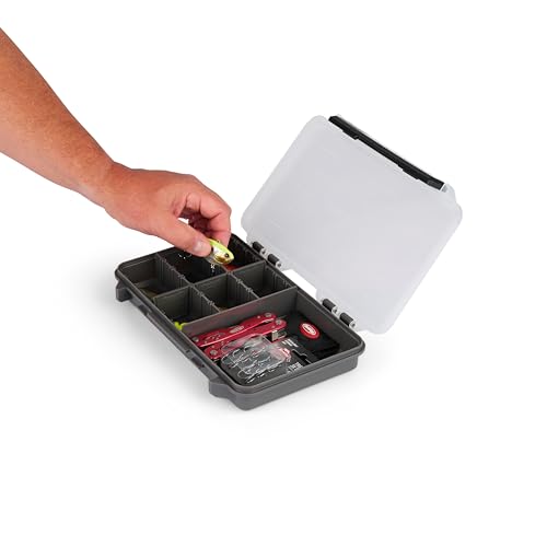 Image of Plano StowAway 3600 50 /50 Split Stow Tackle Box with Corrosion-Preventive Rustricor, Single Latch Design, Transparent DuraView Lid, Stackable Storage for Fishing Bait, Lures and Gear