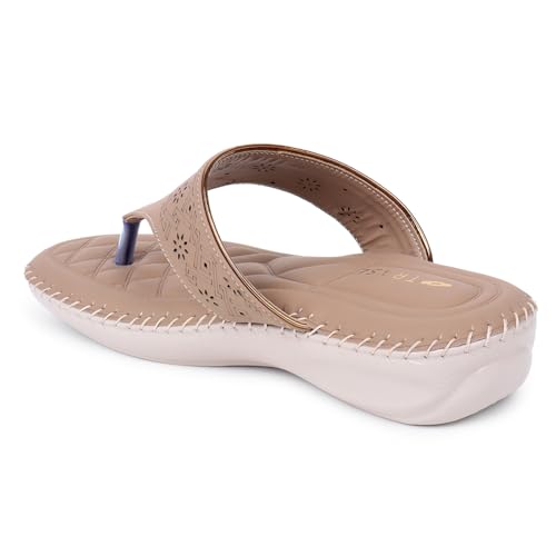 Image of TRASE Orthopedic Footwear for Women | Flat Ortho Slippers for Women Stylish | Soft Sole Ladies Chappal Fancy Comfortable Casual Footwear with Laser Cut Design