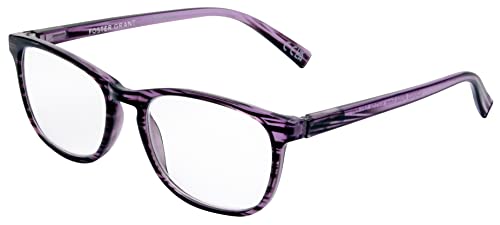 Foster Grant Constance Elana Reading Glasses for Women +2.00, Soft Square Frame in Translucent Purple with Spring Hinges - Image 2