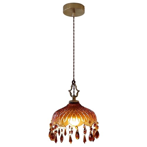 Suspension en verre ambré vintage réglable pour îlot de cuisine